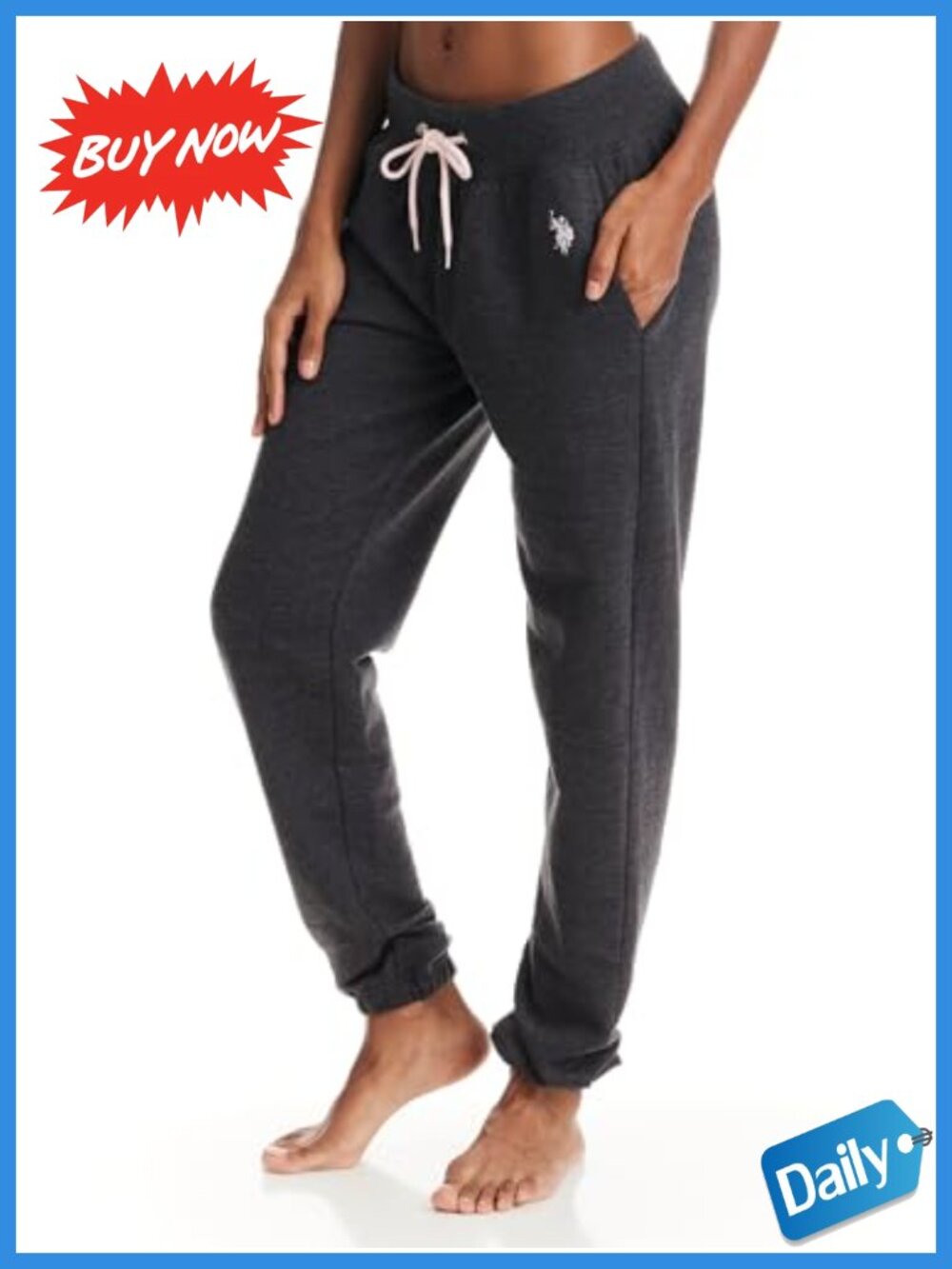 Womens French Terry Jogger Sweatpants Pockets Drawstring Lounge